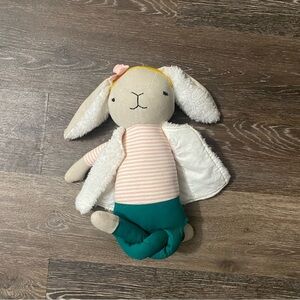 Striped Pink and Green Bunny Plush Toy